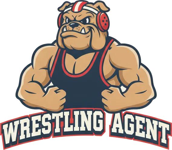 Wrestling Agent mascot, a bulldog in headgear and a singlet